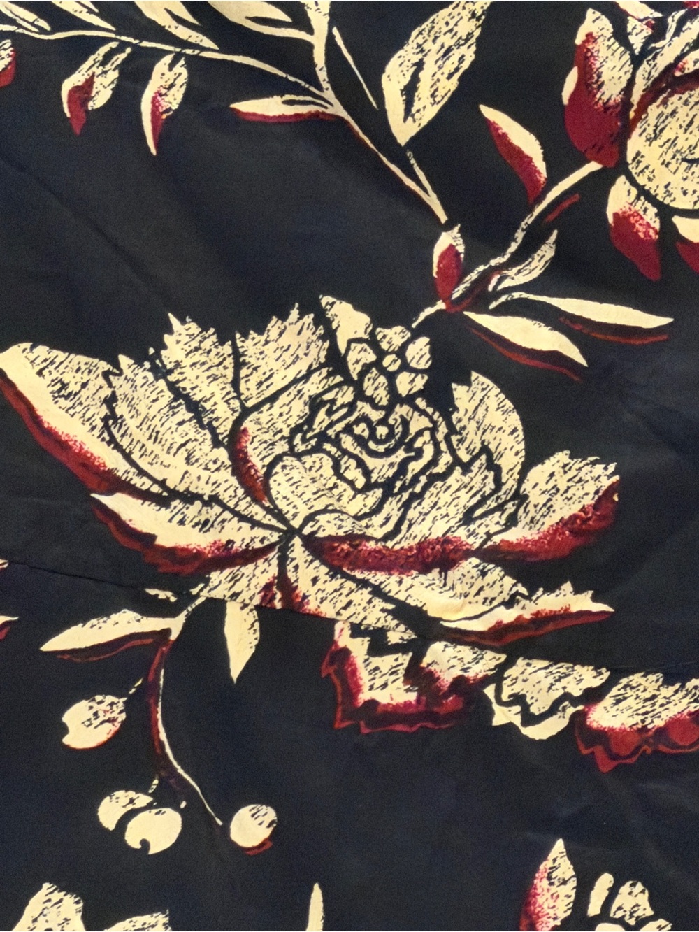 J. Crew Size 6 Black Floral Cowl Neck Camisole with Maroon, Tan Gold Accents - Picture 4 of 11